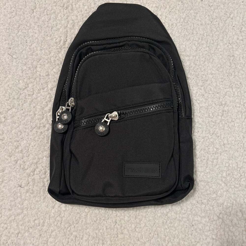 Black Nylon Small Sling Bag Crossbody Backpack